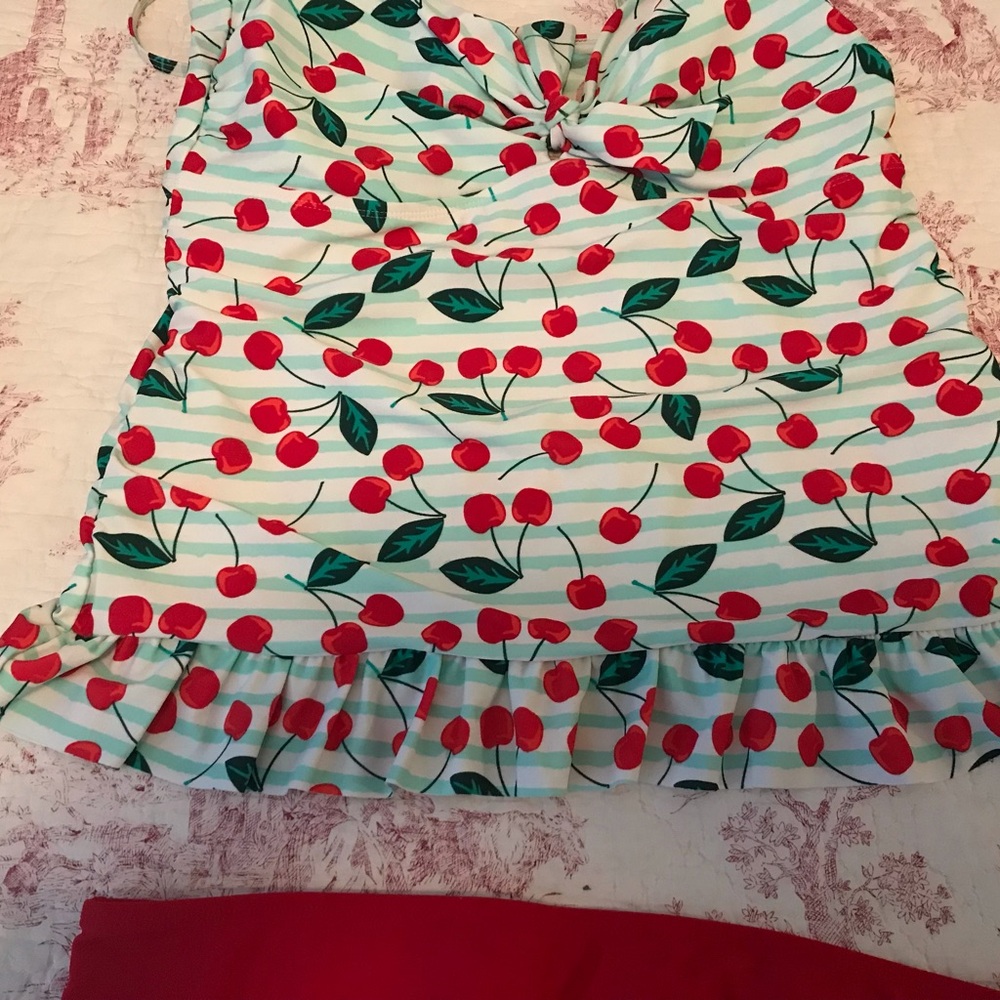 Marina West Cherry Print 2 pc Tankini Swimsuit - Picture 6 of 9